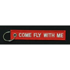 KEY CHAIN, EMBROIDERED, COME FLY .., RED 